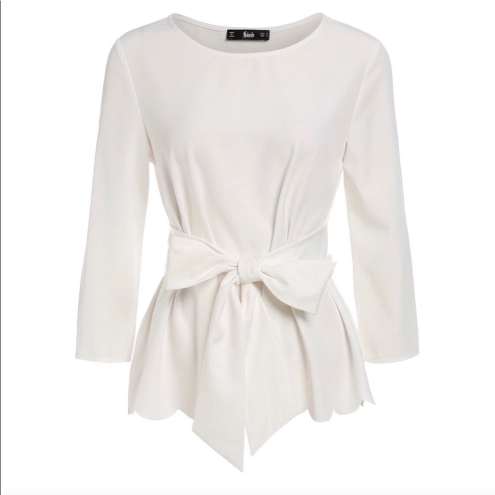White shirt with belt